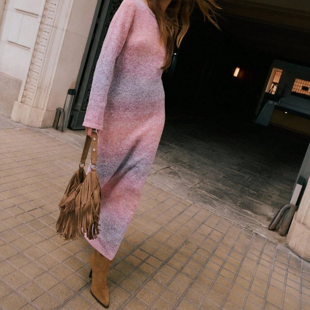 Pink Elegant Women's Gradient Ombre Maxi Dress - Picture 11 of 14